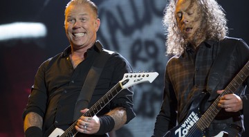 James Hetfield e Kirk Hammett, do Metallica, foram a atração surpresa do festival britânico Glastonbury. Eles foram uma das atrações principais do evento, ao lado de Arcade Fire, e Kasabian - Joel Ryan/AP