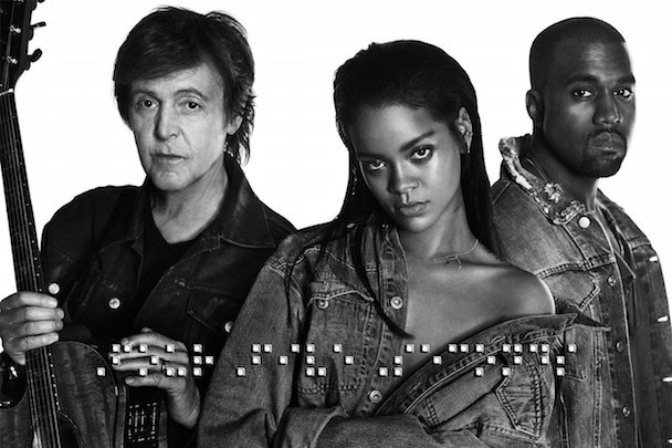 Paul McCartney, Kanye West e Rihanna - Divulgação
