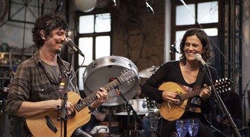 Pedro Luis e Zélia Duncan na gravação do DVD <i>Aposto</i>.  - Ricardo Gomes