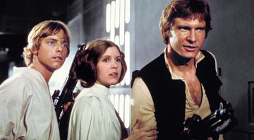 Mark Hamill (Luke), Carrie Fisher (Princesa Leia) e Harrison Ford (Han Solo) no filme original,em 1977 (Foto: LUCASFILM LTD.)
