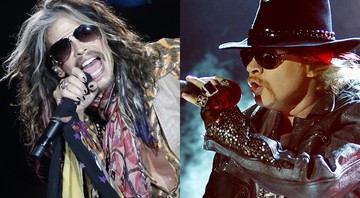 Steven Tyler, líder do Aerosmith, e Axl Rose, vocalista do Guns N' Roses - AP