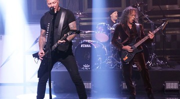 Metallica durante performance da música “Moth Into Flame” no programa de TV <i>The Tonight Show</i>, de Jimmy Fallon - Reprodução