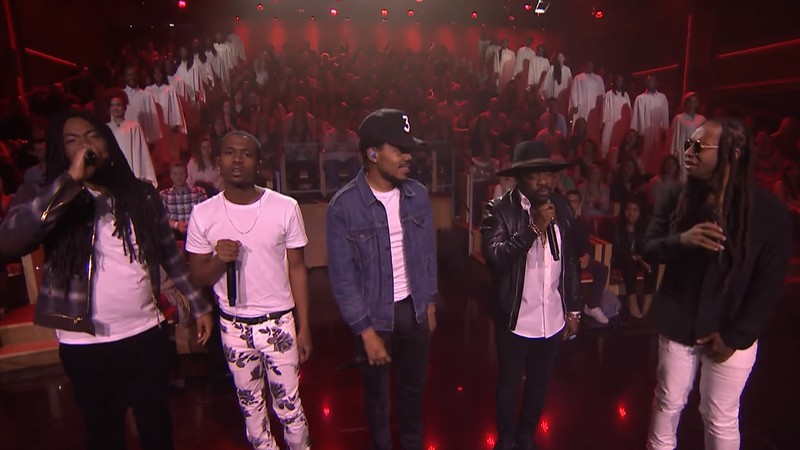 Chance the Rapper durante performance no programa de Jimmy Fallon, em 2016 - Reprodução/Vídeo