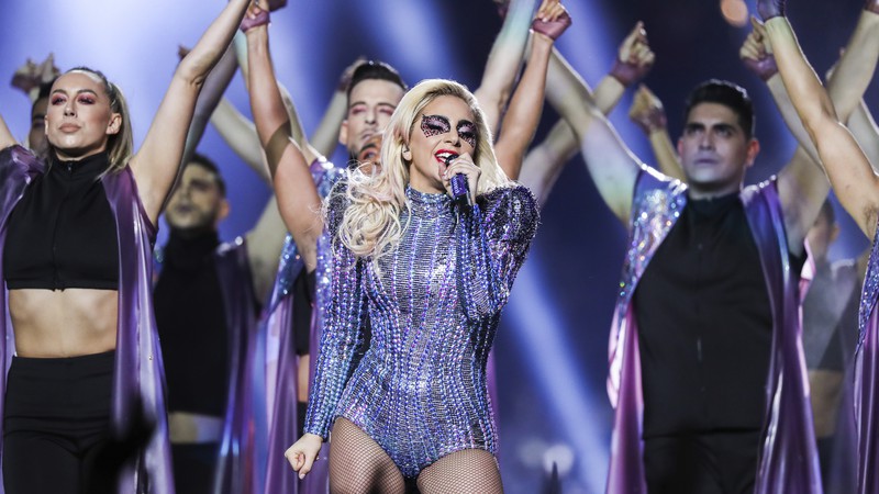 Lady Gaga durante apresentação no intervalo do Super Bowl 51, que aconteceu em 5 de fevereiro de 2017 - Sipa/AP