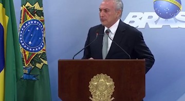 O presidente da República, Michel Temer, durante pronunciamento no Palácio do Planalto - Reprodução/Vídeo