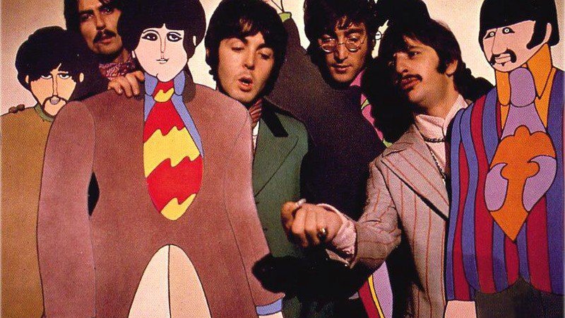 Paul McCartney, John Lennon, Ringo Starr e George Harrison em <i>Submarino Amarelo</i> (1968) - Reprodução