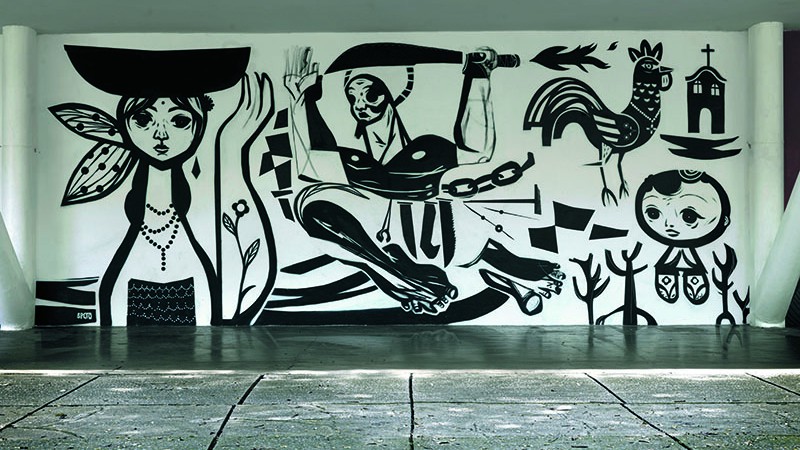 <b>De Fé</b><br>
Iemanjá, Ogum e Exu retratados por Speto em mural já apagado no Museu Afro Brasil, no Parque Ibirapuera (São Paulo/SP)
 - Felipe Hellmeister / Arquivo Pesoal
