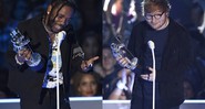 Kendrick Lamar e Ed Sheeran no VMA 2017 - Chris Pizzello/Invision/AP; 	Matt Sayles/Invision/AP