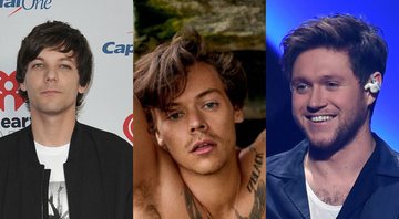 Louis Tomlinson, Harry Styles e Niall Horan (Foto 1: Richard Shotwell/Invision/AP | Foto 2: Reprodução / Ryan McGinley para Rolling Stone EUA | Foto 3: mpi04/MediaPunch/ipx)