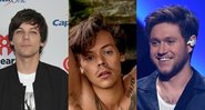 Louis Tomlinson, Harry Styles e Niall Horan (Foto 1: Richard Shotwell/Invision/AP | Foto 2: Reprodução / Ryan McGinley para Rolling Stone EUA | Foto 3: mpi04/MediaPunch/ipx)