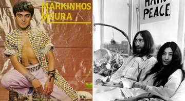 Capa de disco de Markinhos Moura (Foto: Divulgação / Copacabana) e John Lennon e Yoko Ono (Foto: AP)