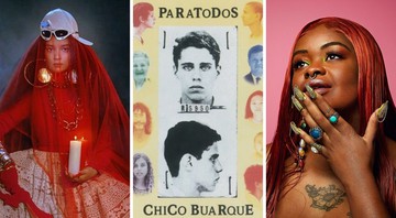 MC Tha (capa do disco), Chico Buarque (Capa do disco) e Tássia Reis (Caroline Lima/Divulgação)