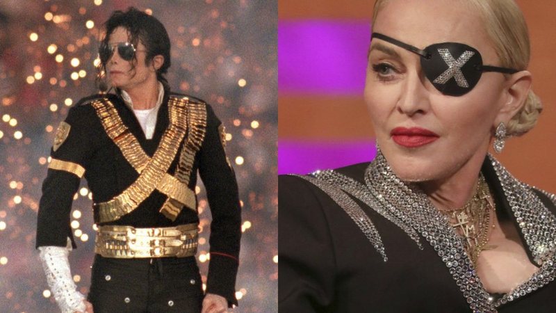Michael Jackson no Superbowl (foto: Getty Images/ George Rose) e Madonna (Foto: Press Association via AP Images)