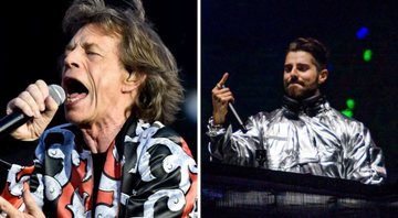 Mick Jagger em show (Foto: Vit Simanek / AP Images) e Alok no Rock in Rio 2019 (Foto: Renan Olivetti/ I Hate Flash)