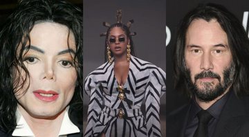 Montagem de Michael Jackson (Brittain Landmark Media Punch / IPX), Beyoncé (Divulgação) e Kenu Reeves (Evan Agostini Invision / AP)