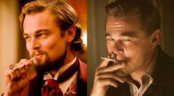 Montagem com Leonardo DiCaprio em Django Livre (Foto: Andrew Cooper) e Era Uma Vez Em... Hollywood (Foto: Reprodução)
