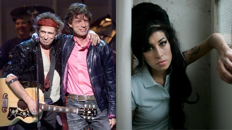 Montagem com Rolling Stones (Foto: Getty Images / Scott Gries / Equipe) e Amy Winehouse (AP Photo / Matt Dunham / File)