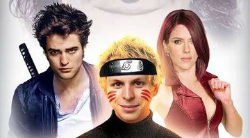 Robert Pattinson, Michael Cera e Scarlett Johansson em pôster fake de Naruto (Foto:Reprodução)