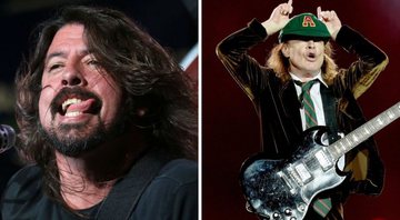 Dave Grohl (Foto: Greg Allen/AP) e Angus Young, do AC/DC (Foto: Kevin Winter / Getty Images)