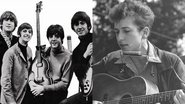 Os Beatles (à esq.) e Bob Dylan (à dir.) (Fotos: Domínio público)