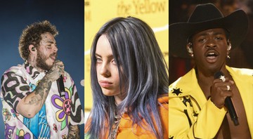 Post Malone (Foto 1:Mila Maluhy), Billie Eilish (Foto 2:Joe Russo / Sipa USA/ AP Images) e Lil Nas X (Foto 3: Chris Pizzello/AP)
