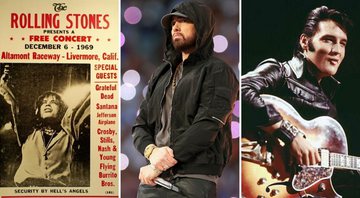 Rolling Stones (Foto: Divulgação), Eminem (Foto: Kevin C. Cox / Getty Images) e Elvis Presley (Foto: NBC)