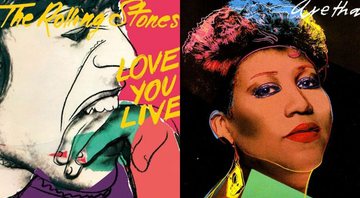 Capa do disco dos Rolling Stones, Love You Live  e capa do disco Aretha Franklin, de Aretha (Foto: Montagem / Reprodução)