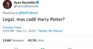 Tweet de Ryan Reynolds (Foto: Reprodução / Twitter)
