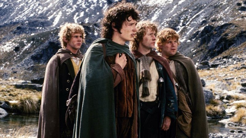 Merry, Frodo Pippin e Sam em A Sociedade do Anel (Foto: Divulgação / New Line Cinema)