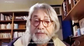Sérgio Chapelin em entrevista remota para o Fantástico (foto: reprodução/ TV Globo)