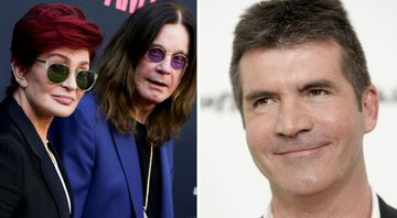 Sharon e Ozzy Osbourne à esquerda, Simon Cowell à direita (Foto 1: Rich Fury / AP e Foto 2: AP)