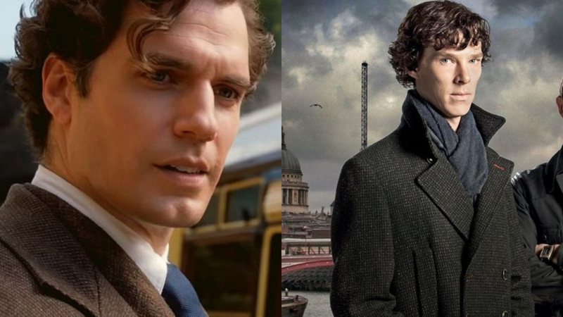 Sherlock Holmes interpretado por Henry Cavill  (Foto: Reprodução/Netflix) e Benedict Cumberbatch (Foto: Divulgaçã/BBC)