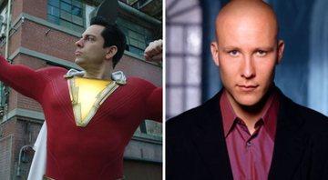 Zachary Levy como o herói Shazam (Foto: Divulgação) e Michael Rosenbaum como Lex Luthor (Foto: Divulgação)