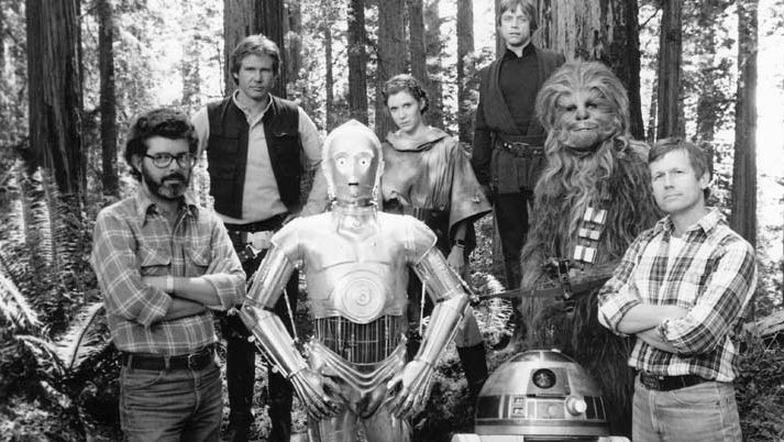 George Lucas e a turma de Star Wars: O Retorno de Jedi (Foto: Ulltein Biloy / Easypix Brasil)