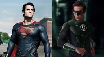 Henry Cavill como Superman (Foto 1: Divulgação) / Ryan Reynolds (Foto 2: Reprodução)