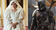 Emma Corrin como Princesa Diana em The Crown (Foto: Netflix / Divulgação) | The Mandalorian (Foto: Reprodução Disney)The Handmaid's Tale