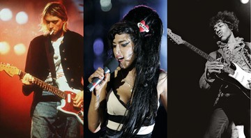 Kurt Cobain, Amy Winehouse e Jimi Hendrix, todos do Clube dos 27 (Fotos: AP)
