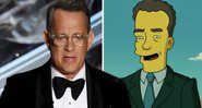 Tom Hanks na cerimônia do Oscar 2020 e em Os Simpsons (foto: reprodução/ Fox)