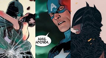 None - Batman e Mulher-Gato, Capitão América e Batwoman (foto: montagem/ reprodução Marvel Comics/ DC Comics)