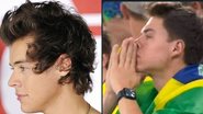 Harry Styles em 2013 (Foto: Getty Images), Torcedor do Brasil (Foto: Reprodução / FIFA+)