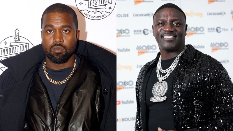 Akon (Foto: Shane Anthony Sinclair/Getty Images) e Kanye West (Foto: Brad Barket / Getty Images)