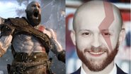 Kratos em God of War (Foto: Reprodução/Santa Monica Studio) e montagem de Tom Holland (Foto: Reprodução/ u/happi_botmun1538 no Reddit)