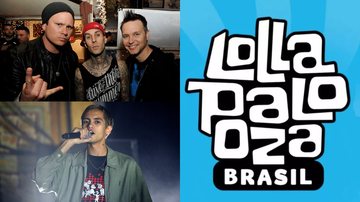 Blink-182 (Foto: Kevin Winter/Getty Images), Dominic Fike (Foto: Graham Denholm/Getty Images) e logo do Lollapalooza Brasil (Foto: Divulgação)