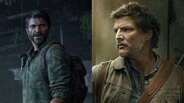 Joel no game original de The Last of Us (Foto: Reprodução/Naughty Dog) e Pedro Pascal na adaptação (Foto: Divulgação/ HBO)