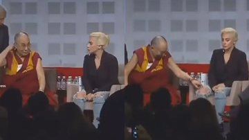 Dalai Lama é novamente criticado por assédio; vídeo mostro o líder religioso tentando tocar partes íntimas de Lady Gaga (Foto: reprodução/redes sociais)