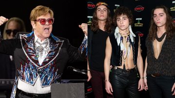 Elton John (Foto: Scott Dude/Getty Images) e integrantes do Greta Van Fleet (Foto: Rich Polk/Getty Images for KROQ/Entercom)