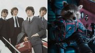 Beatles (Foto: AP Images) e Rocket Racoon em Guardiões da Galáxia Vol. 3 (Foto: Cortesia de Marvel Studios. © 2023 MARVEL)
