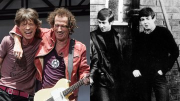 Mick Jagger e Keith Richards (Foto: Scott Gries/Getty Images) e Paul McCartney e John Lennon (Foto: Getty Images)