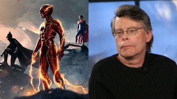 Pôster de The Flash (Foto: Divulgação/Warner Bros. Discovery) e Stephen King (Foto: Thos Robinson/Getty Images)