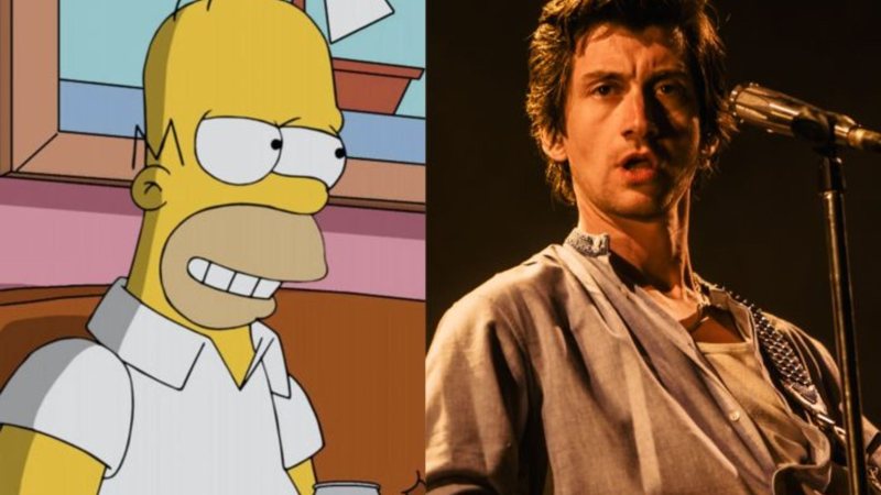 'Os Simpsons' e Alex Turner, vocalista do Arctic Monkeys (Foto: Pabllo Gallardo / Getty Images)